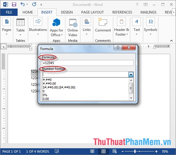 Number Format In Word