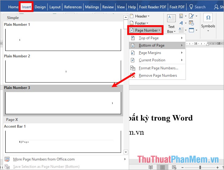 format page numbering in word 2016