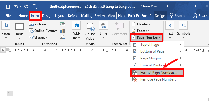 Number pages from any page in Word 2016 Picture 5