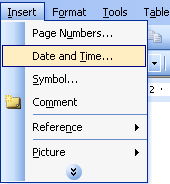 Number pages in Word 2003, insert special characters, date and time into Word Picture 4