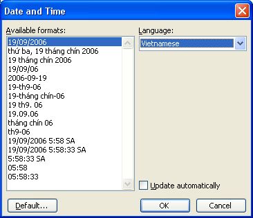 Number pages in Word 2003, insert special characters, date and time into Word Picture 5