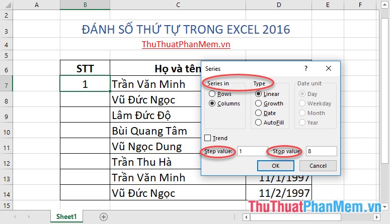 Numbering in Excel 2016 Picture 4