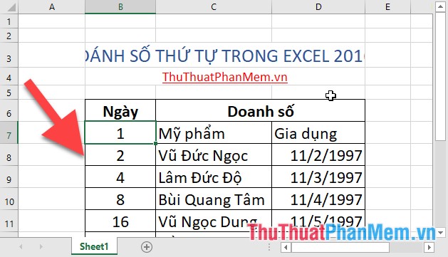 Numbering in Excel 2016 Picture 7
