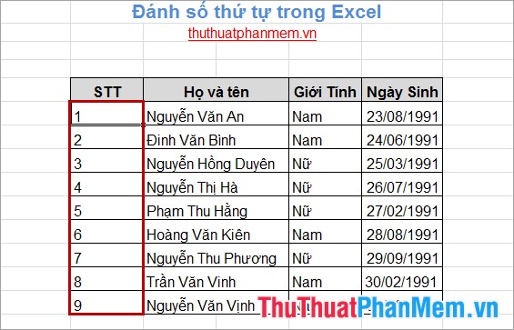 Numbering in Excel Picture 4