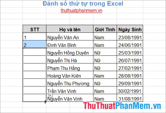 Numbering in Excel Picture 7