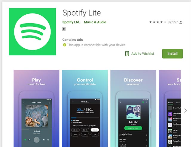 Official Spotify has a lighter version on Android, only 10MB of storage Picture 1