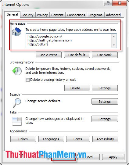 Open many websites when the browser starts up Picture 7