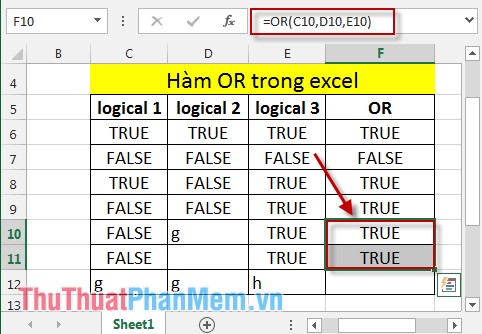 OR function in Excel, how to use the OR function, and examples Picture 5