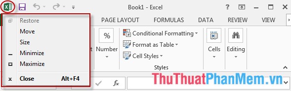 Overview of the interface in Excel 2013, 2016 Picture 3
