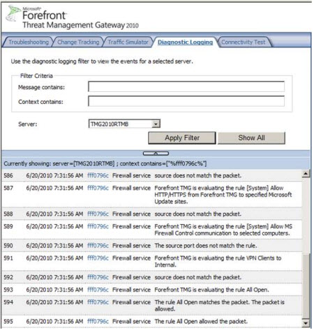 Overview of the TMG Firewall Troubleshooting feature Picture 9