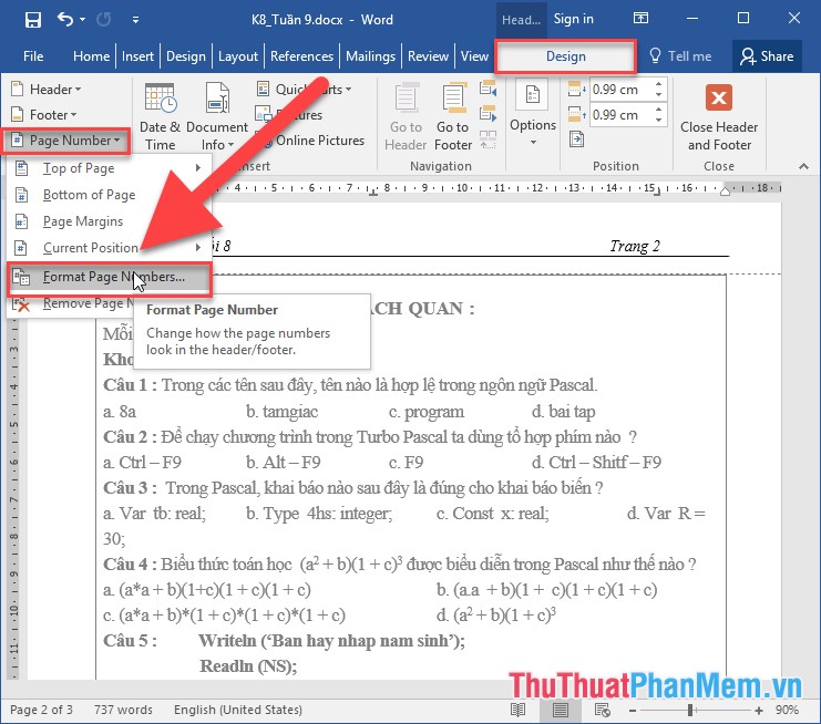 page numbering in word 2016 starting from page 3