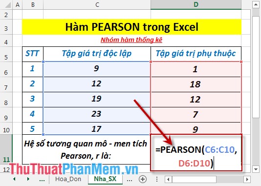 PEARSON function - The function returns the Pearson product moment correlation coefficient in Excel Picture 3
