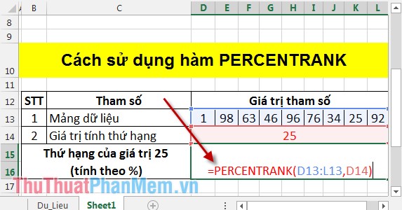 PERCENTRANK function - The function returns the rank of the value in Excel Picture 2