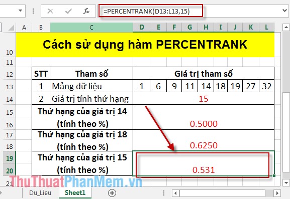 PERCENTRANK function - The function returns the rank of the value in Excel Picture 5