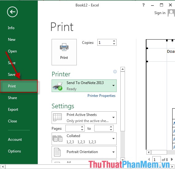 Perform printing in Excel - TipsMake.com