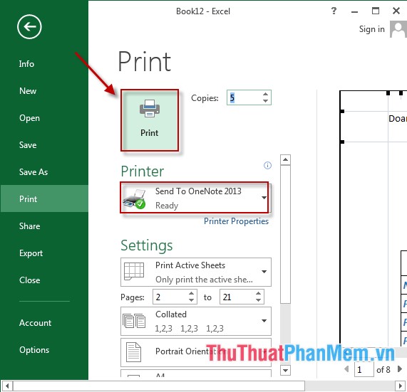 Perform printing in Excel Picture 9