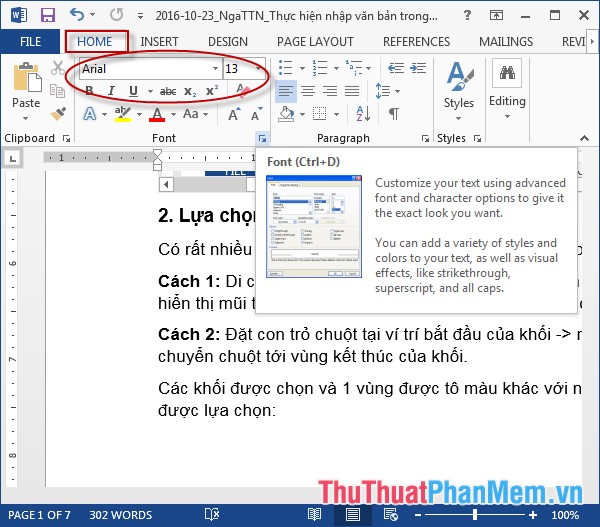 Perform text entry in Word Picture 7