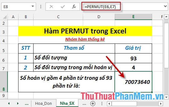 PERMUT function - The function returns the number of permutations of a given number of objects in Excel Picture 4