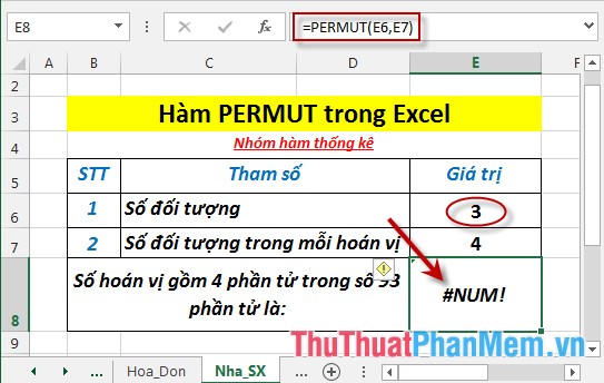 PERMUT function - The function returns the number of permutations of a given number of objects in Excel Picture 5