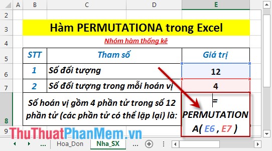 PERMUTATIONA function - The function returns the number of permutations (can be repeated) of a given object in Excel Picture 3