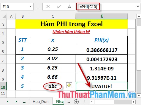 PHI function - The function returns the value of the density function for a normal distribution in Excel Picture 6