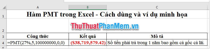 PMT function in Excel - Usage and examples Picture 2