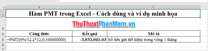 PMT function in Excel - Usage and examples Picture 4