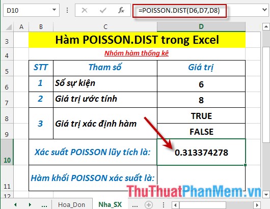 POISSON.DIST function - The function returns the Poisson distribution in Excel Picture 4