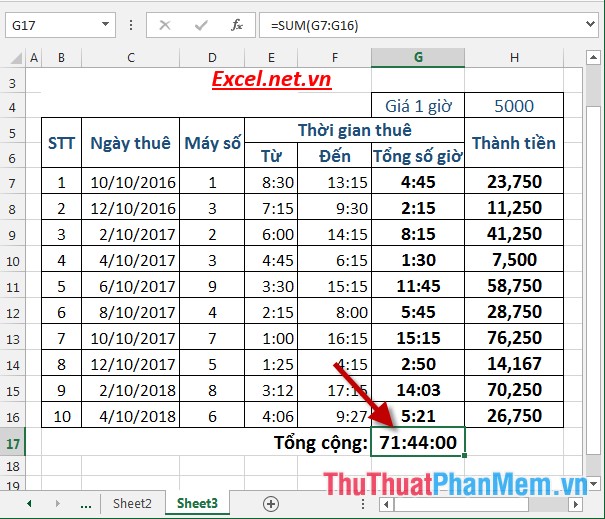 Practical exercise on computer rental list in Excel Picture 8
