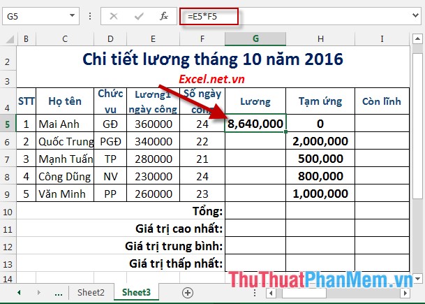 Practice exercises on payroll in Excel Picture 2