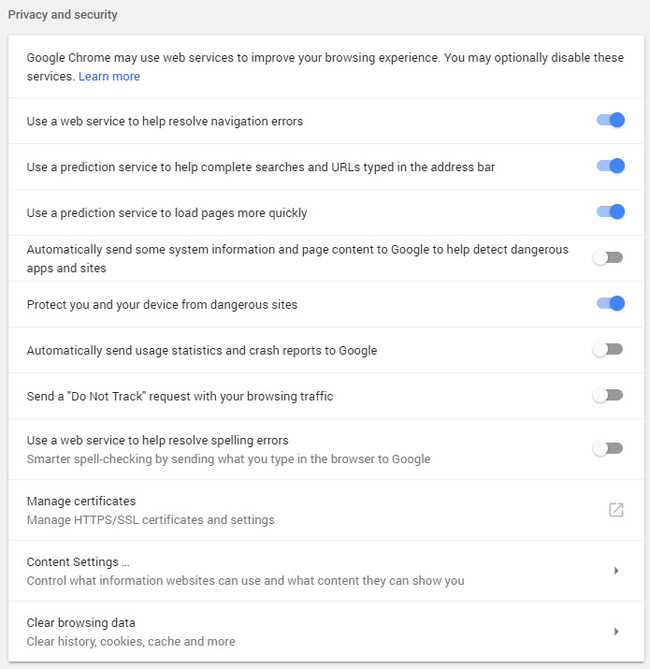 Privacy practices on Google Chrome Picture 9