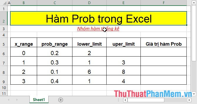 PROB function - The function returns the probability that values ​​in a range are between two limits in Excel Picture 2