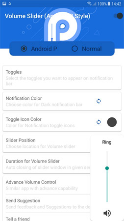 Put the volume control button on the notification bar like the Android P interface Picture 1