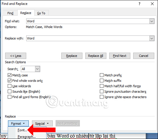 Quick formatting of words appears many times on Word Picture 4
