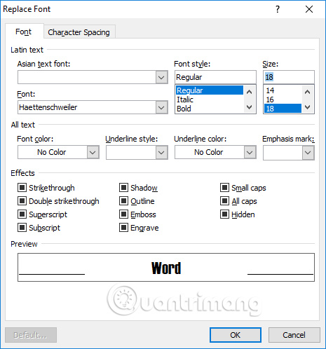 Quick formatting of words appears many times on Word Picture 5