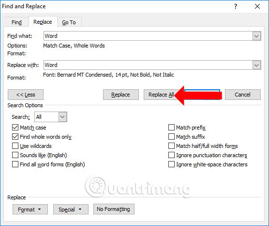 Quick formatting of words appears many times on Word Picture 6