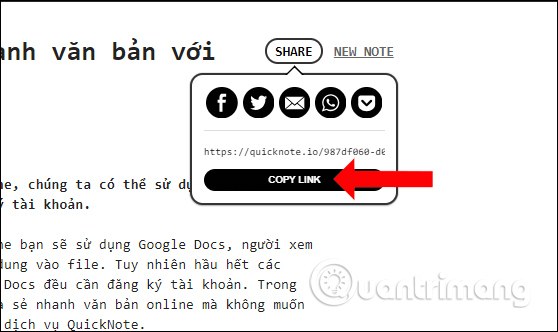 Quick sharing of text with QuickNote Picture 3
