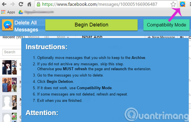 Quickly Delete Facebook Messages With Just A Click