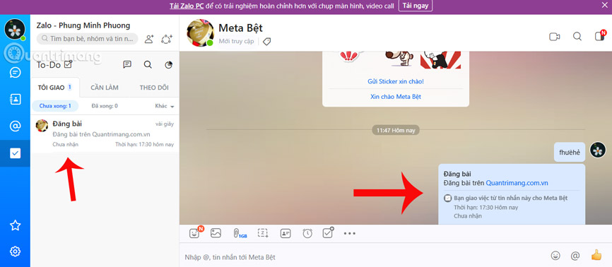 Quickly experience the 'Handover' feature on Zalo PC Picture 4