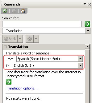 Quickly translate text using Microsoft Word 2003 Picture 4