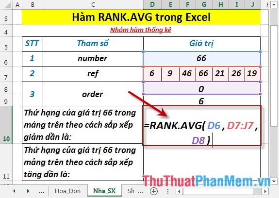 RANK.AVG function - The function returns the rank of a number in a list of numbers in Excel Picture 3