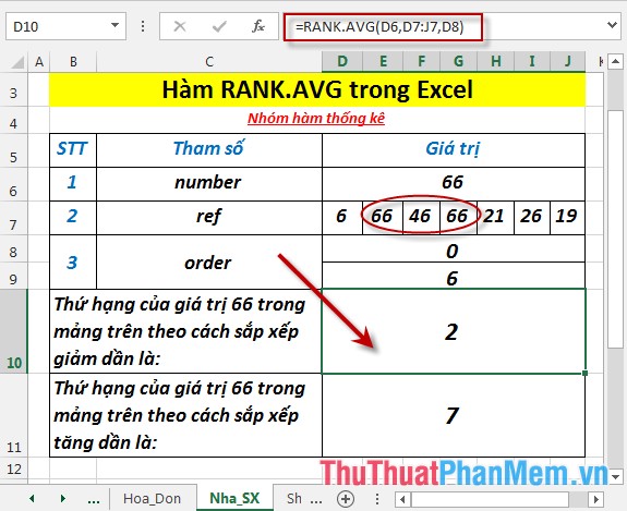 RANK.AVG function - The function returns the rank of a number in a list of numbers in Excel Picture 6