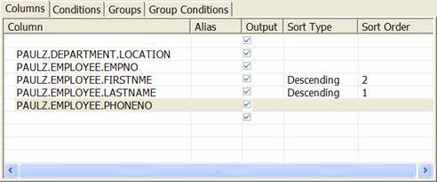 Rational DA Data Architecture and DB2 9: Build an SQL command Picture 15