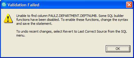 Rational DA Data Architecture and DB2 9: Build an SQL command Picture 20