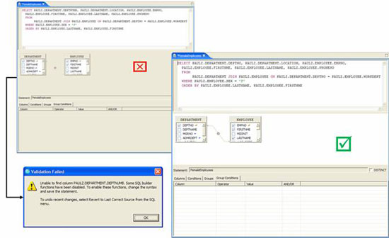 Rational DA Data Architecture and DB2 9: Build an SQL command Picture 21