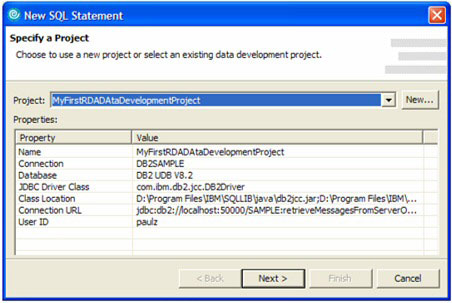 Rational DA Data Architecture and DB2 9: Build an SQL command Picture 28