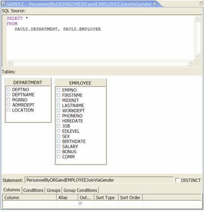 Rational DA Data Architecture and DB2 9: Build an SQL command Picture 6