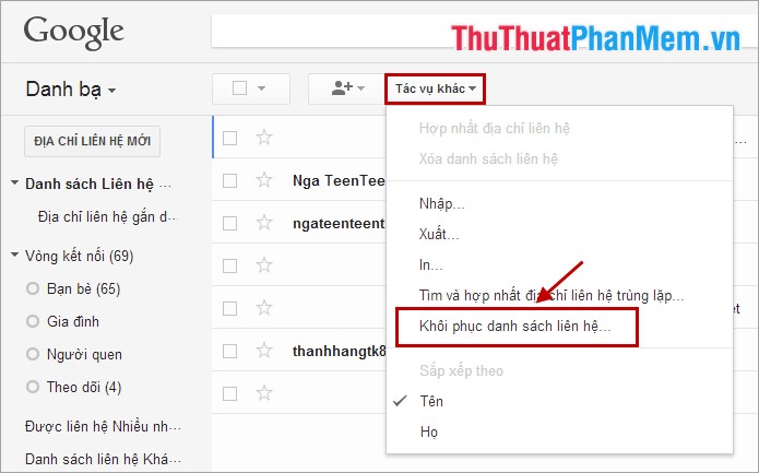 Recover deleted contacts in Gmail Picture 4