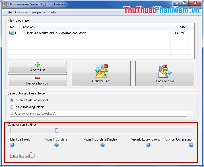 Reduce the size of Word files with FileMinimizer Picture 5