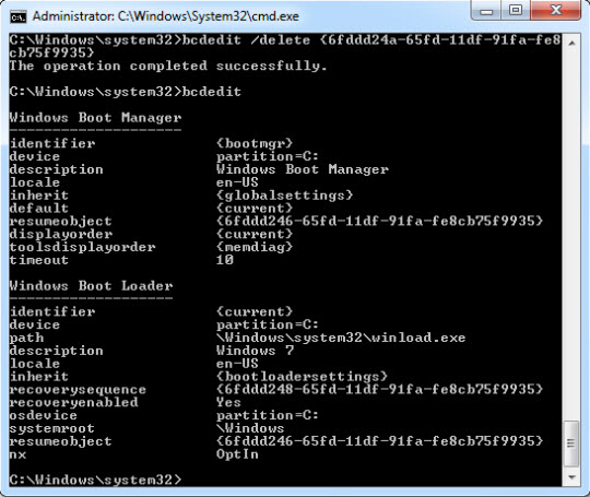 Remove the boot menu component in Windows 7 Picture 7